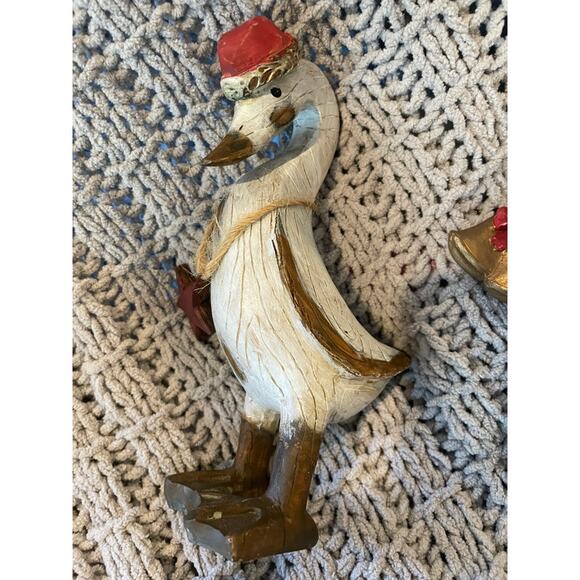 Set of 3 Antiqued Wood Look Geese for Christmas - Picture 2 of 7